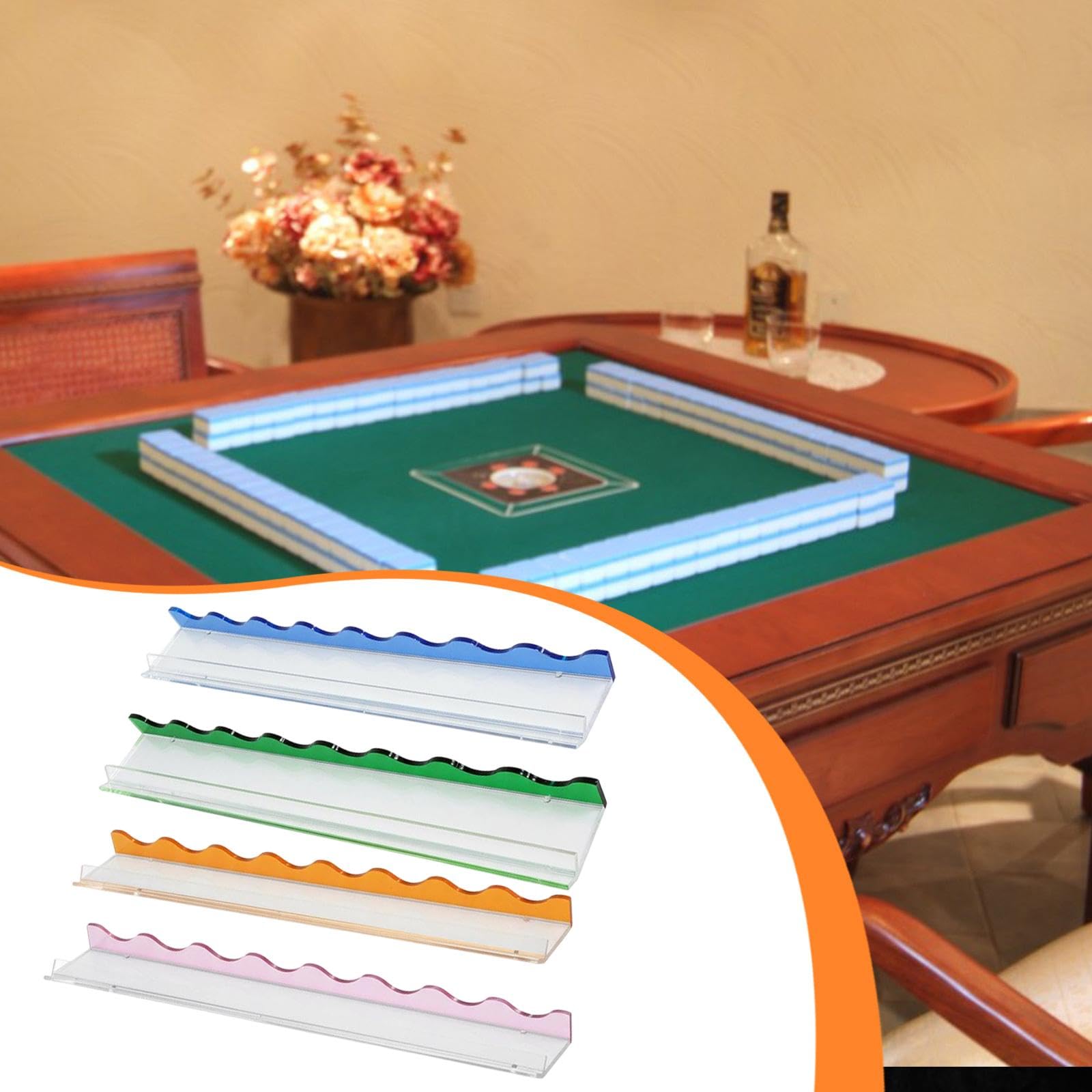 4 Teiliges Mahjong Set, Spielzubehör für Familienfeiern, Mahjong Steinablagen