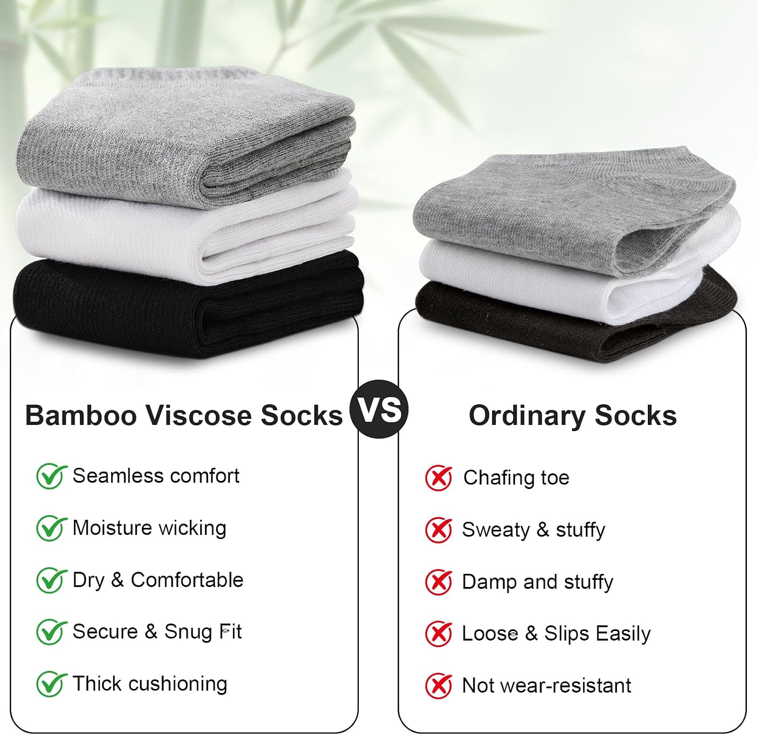 Men's Bamboo Viscose Athletic Ankle Socks, Thick Cushioned Moisture Wicking Breathable Low Cut Socks, 10 Pack Gift Box
