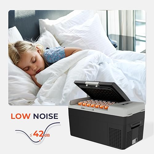 Miniatura 7 de Refrigerador portátil de 12 voltios, refrigerador eléctrico de 21 cuartos (20 litros) -4-68, 1224V DC y 100-240V AC Refrigerador de coche para