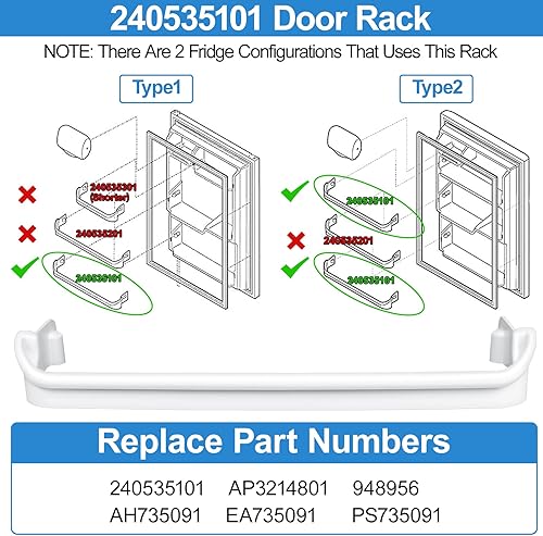 Miniatura 3 de Paquete de 2 estante de puerta de refrigerador mejorado 240535101 compatible con Frigidaire Kenmore para repisa de puerta, estantes de refrigerador,