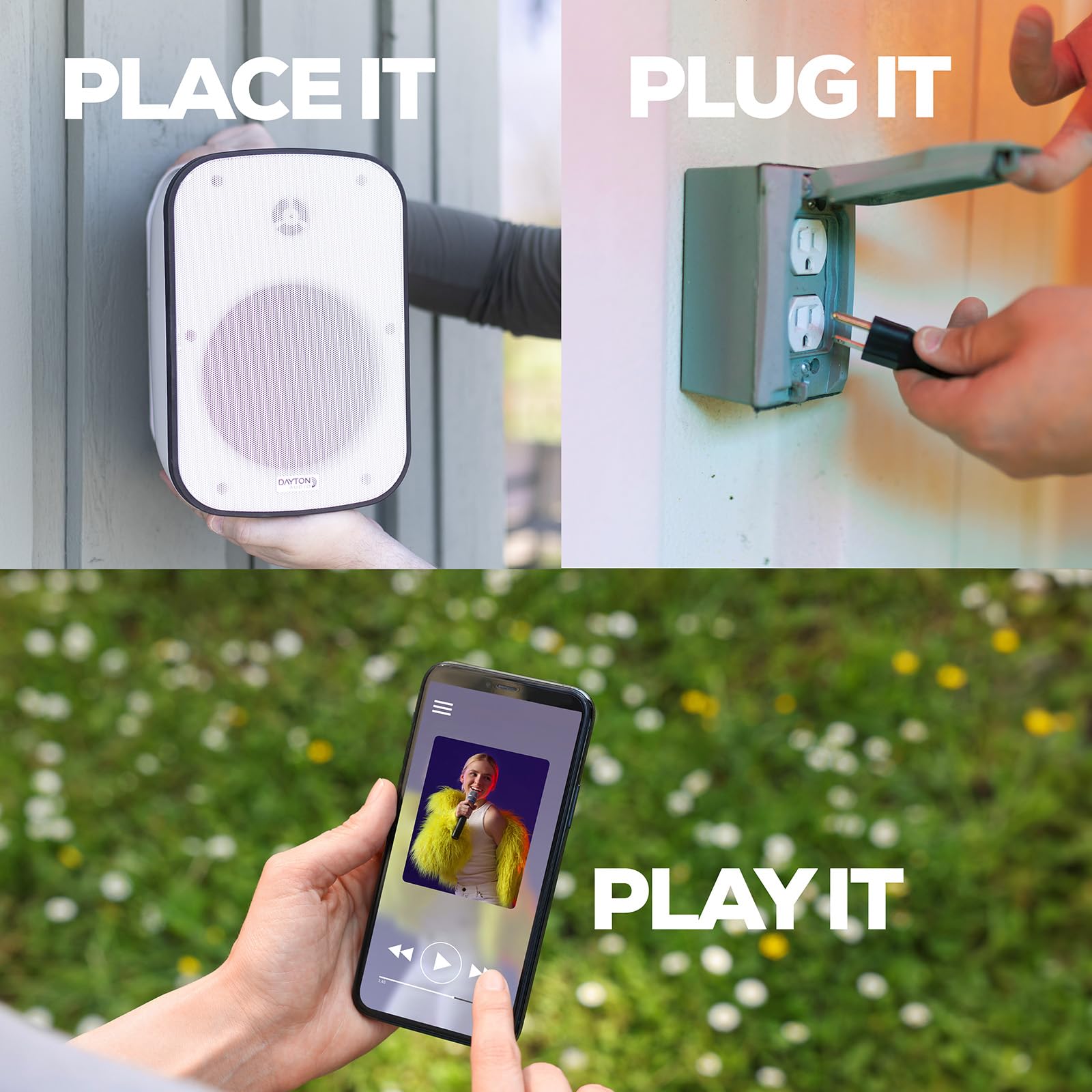 Dayton Audio IO65XP Outdoor Bluetooth Speakers with Built-in 80W Amp