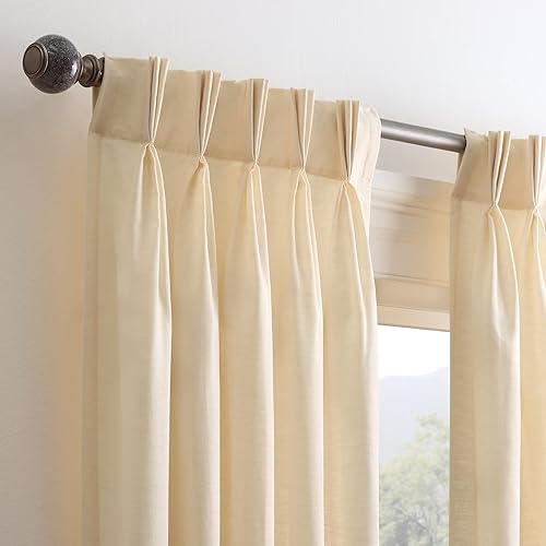 Miniatura 3 de Waverly Serendipity - Cortina plisada para ventana de sala de estar (1 panel), 5 pulgadas x 95 pulgadas, color marfil