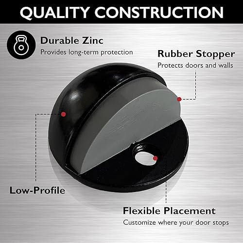 Vista 6 de Design House Design House 189134 - Protector de pared para puerta con tapón de goma, color negro mate, 5 unidades, 189134