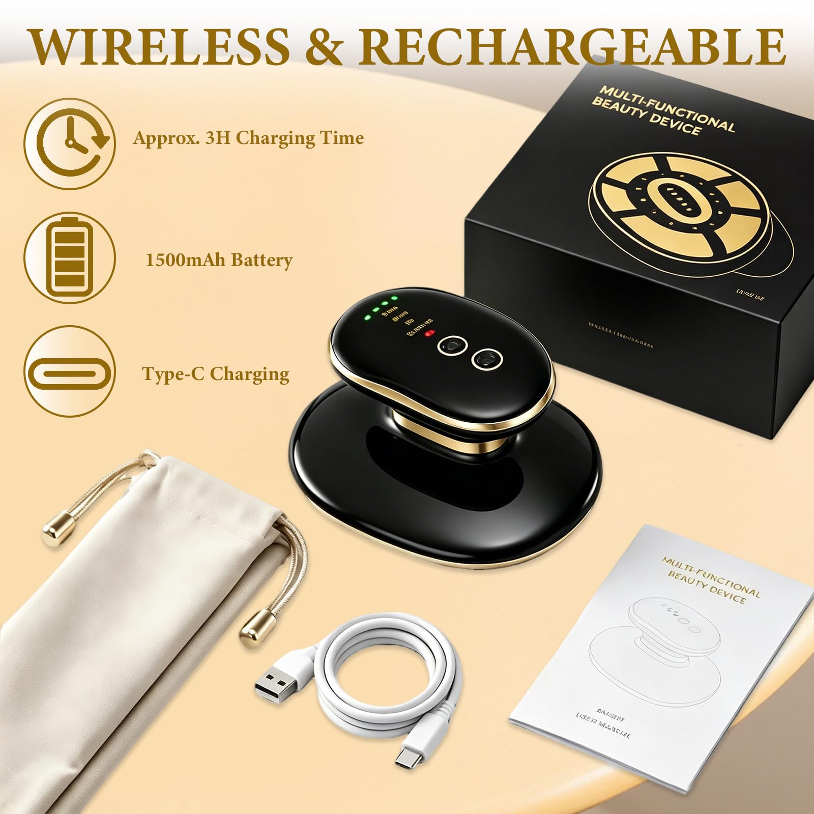 4 in 1 Cellulite Massagegerät, Elektrischer GuaSha Massager mit Wärmetherapie, EMS Handmassagegeräte für Cellulite & Muskelentspannung, Straffere Haut, Bessere Durchblutung, Ganzkörper Anwendung