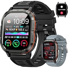 Smart Watch for Men Fitness Tracker Make/Answer Call Military Smart Watches for Men Digital Watches Heart Rate Monitor Waterproof Running Smartwatch Android Phones iPhone Samsung Compatible 2 Bands
