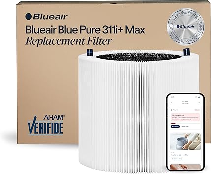 BLUEAIR Genuine Blue Pure F3MAX+ Replacement Filter for 311i+ Max Air Purifiers - AHAM Certified, HEPASilent Dual Filtration, Removes 99.97% of Particles & Odors, Genuine Carbon Filter