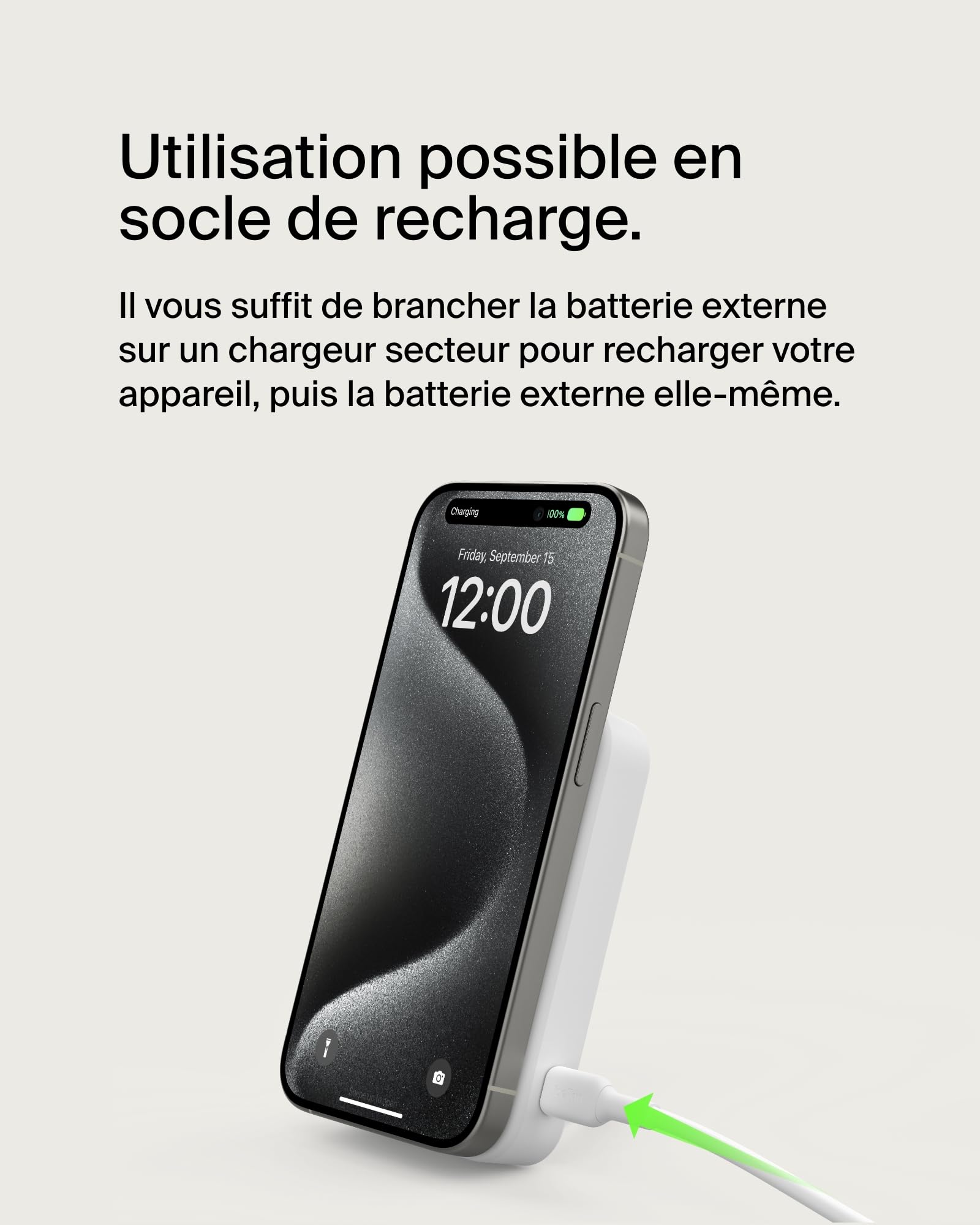 Belkin BoostCharge Pro Batterie Externe sans Fil 10 000 mAh avec Qi2 (Chargeur Portable Compatible MagSafe, Support intégré, pour iPhone 16, 16 Plus, 16 Pro, 16 Pro Max, iPhone 15, etc., Blanche)