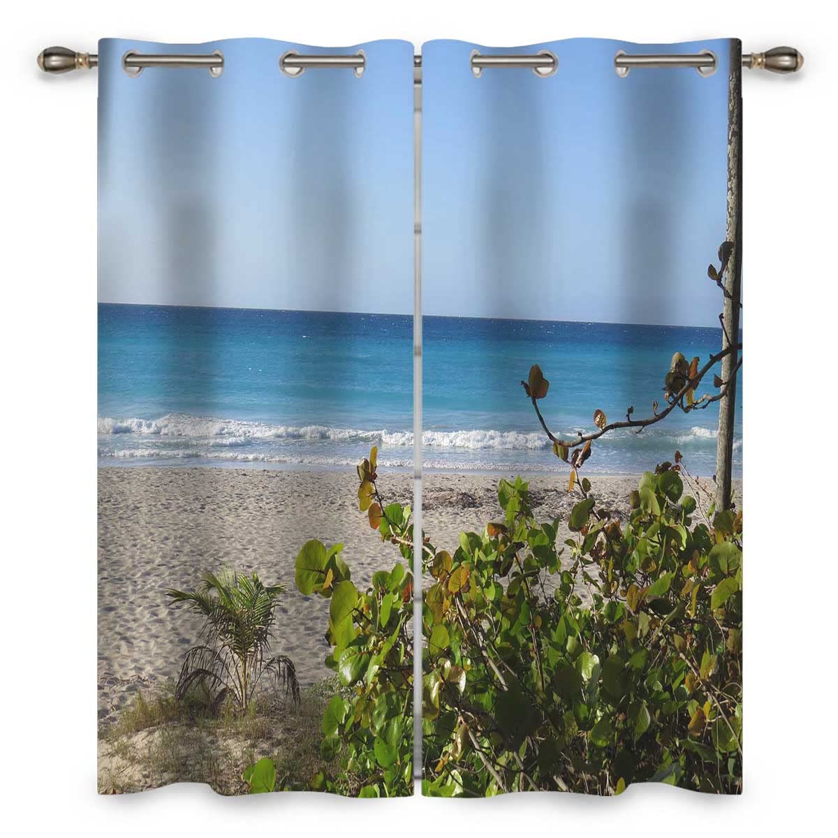 海と空2 Amazon｜海と空 ビーチの風景 遮光カーテン 2パネル ドレープ 遮光