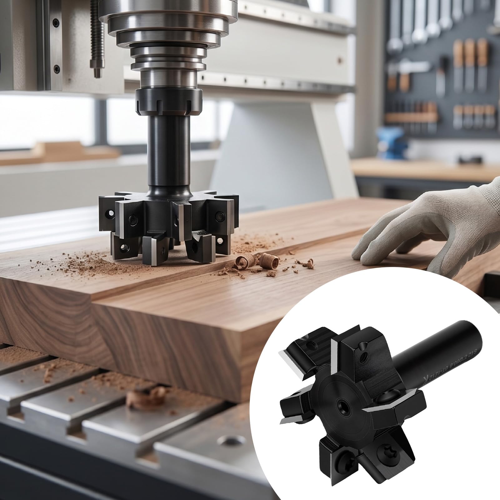Punta per Fresa per Piallatura a 6 Flauto, Gambo da 1/2 Pollice | Superficie Spoilboard, appiattimento lastra, diametro 2 pollici, per fresatrice manuale CNC, compensato in legno MDF