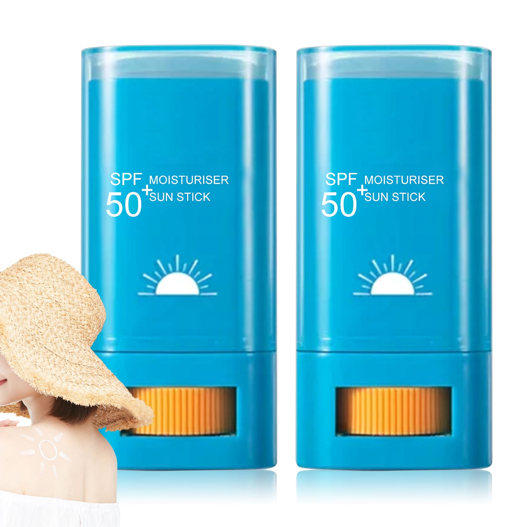2 PCS Face Sunscreen Stick,SPF 50+ Sunscreen Stick Face,Oil Control Lightweight Sunscreen Face Stick,Matte Stick Sunscreen for Face 2P