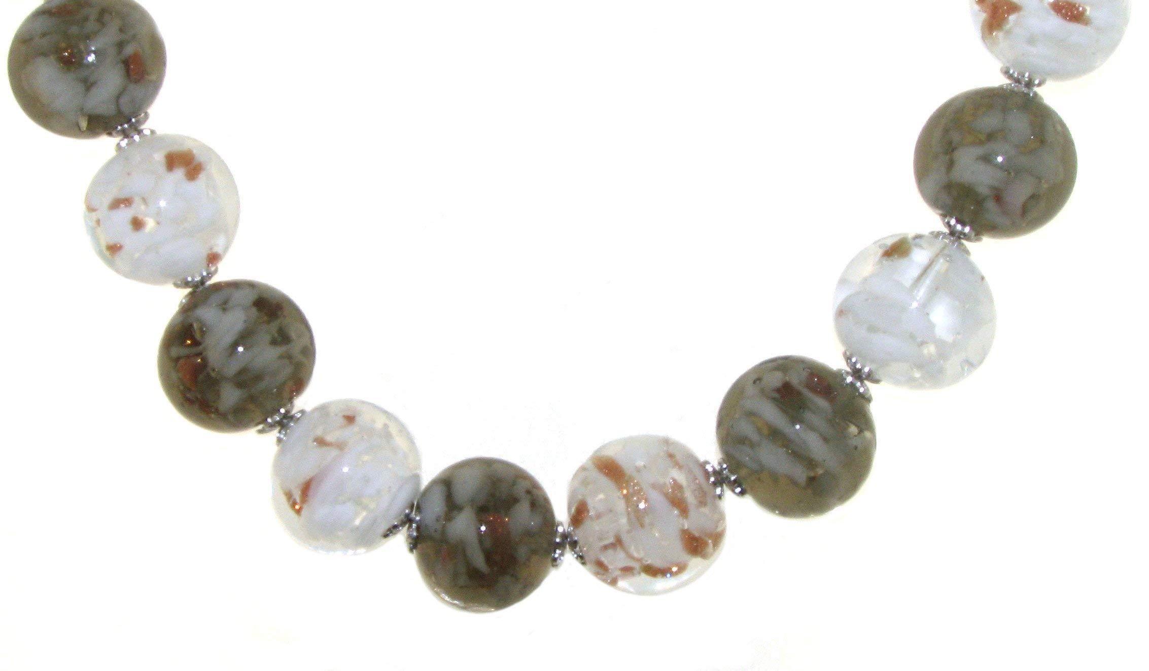 Venetiaurum - Collana Girocollo Con Sfere In Vetro Originale Di Murano E Argento 925 - Gioiello Made In Italy Certificato