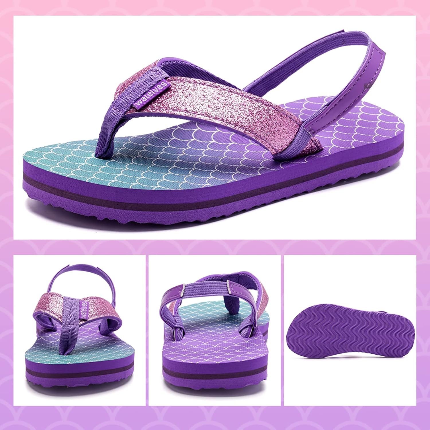 WateLves Girls & Boys Kids Flip Flop summer Slide Sandals Slip on Suitable for Bath Shower Beach pool (Little Kid/Big Kid) - Image 5