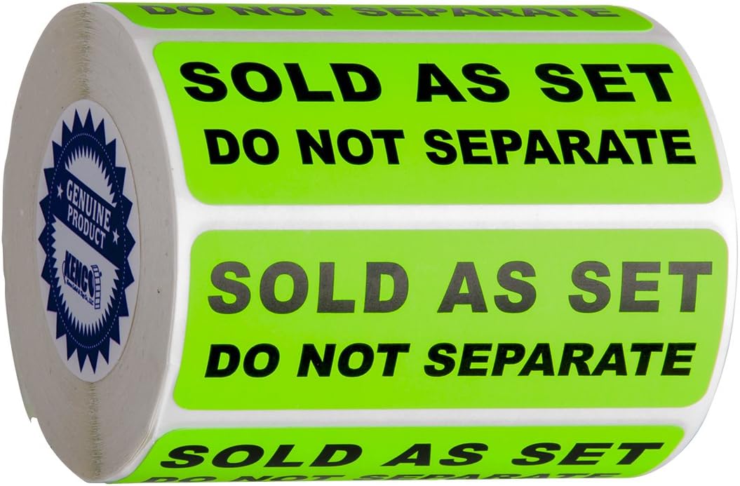 Sold as a Set Do Not Separate Labels Stickers by Kenco 3" X 1" Fluorescent Green FBA Labels Shipping Labels (2 Pack (1000))