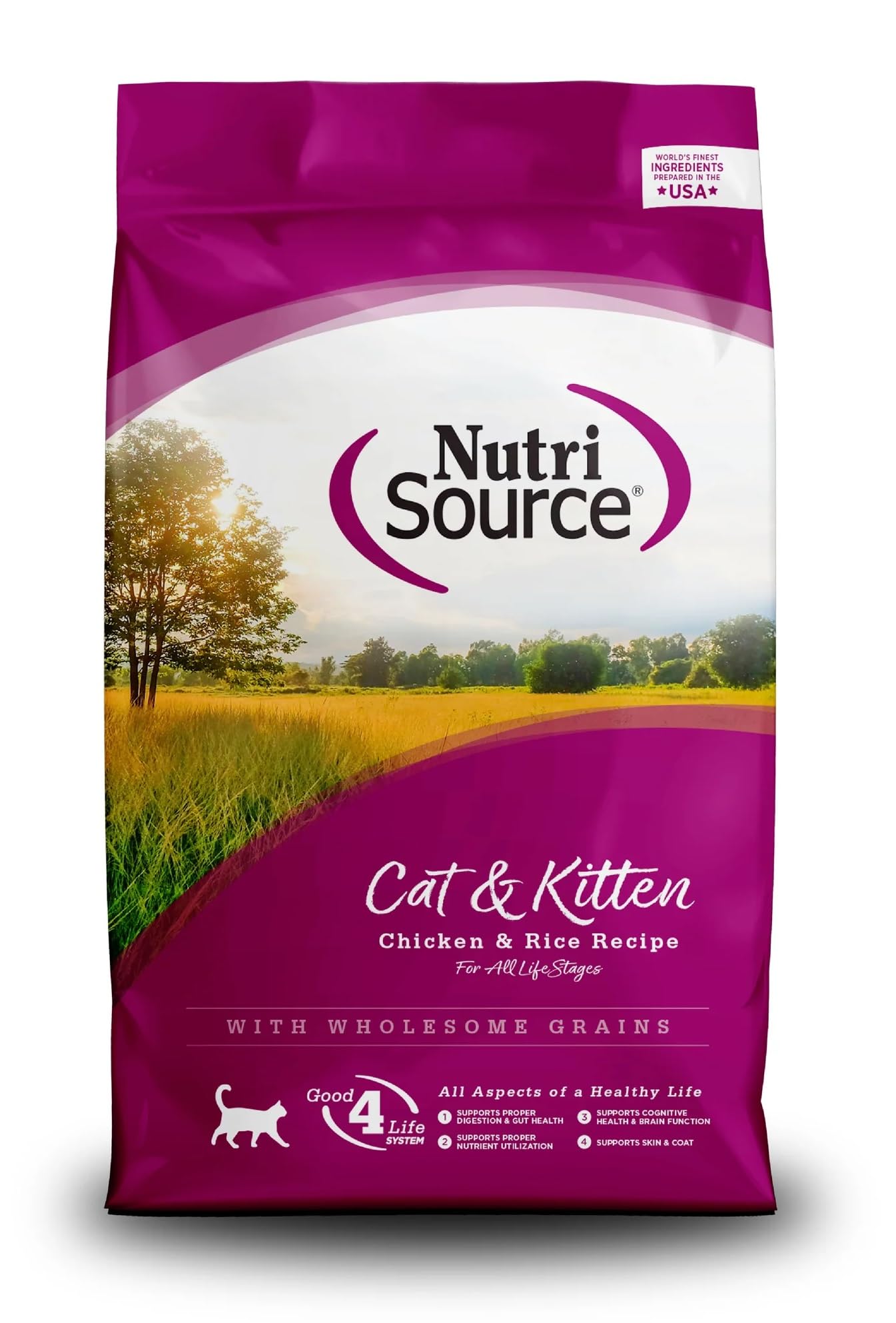 Nutrisource, Cat & Kitten Chicken & Rice Recipe with Wholesome Grains Dry Cat Food, 4 Pounds
