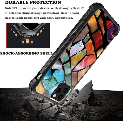 Miniatura 4 de Funda para iPhone 11  Funda con mosaico de vidrieras con parte trasera de vidrio templado y protección contra golpes de TPU de silicona suave