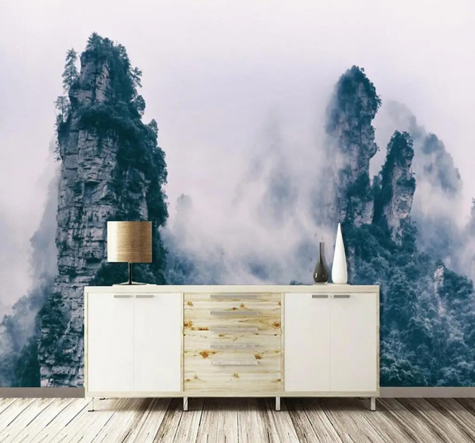 Minimalist Three Dimensional Mountain Peaks Sea of Clouds Landscape 3D Wallpaper Easy Install Feature Office Living Room Sofa Bedroom TV Background Wall Decoration-430cm×300cm