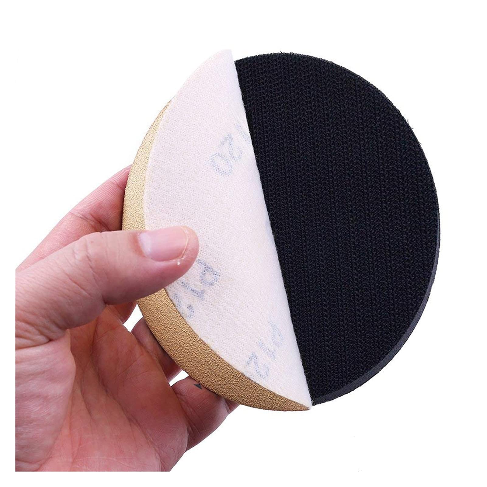 Cepillo de esponja de lija lijado Paquete de 5 almohadillas de interfaz de alta densidad de 6 pulgadas de 150 mm, ganchos y bucles, cojines de cojín de esponja de 6 pulgadas (5 juegos)