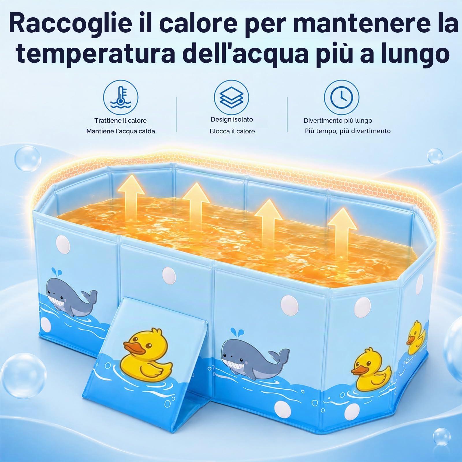 Vasca da Bagno Pieghevole per Bambini, con Supporto Triangolare, 78x41x21cm | con Vite di Scarico, Portatile ad Alta Capacità Vaschetta Bagnetto Neonato Pieghevole per 0-8 Anni, Stabile e Resistente