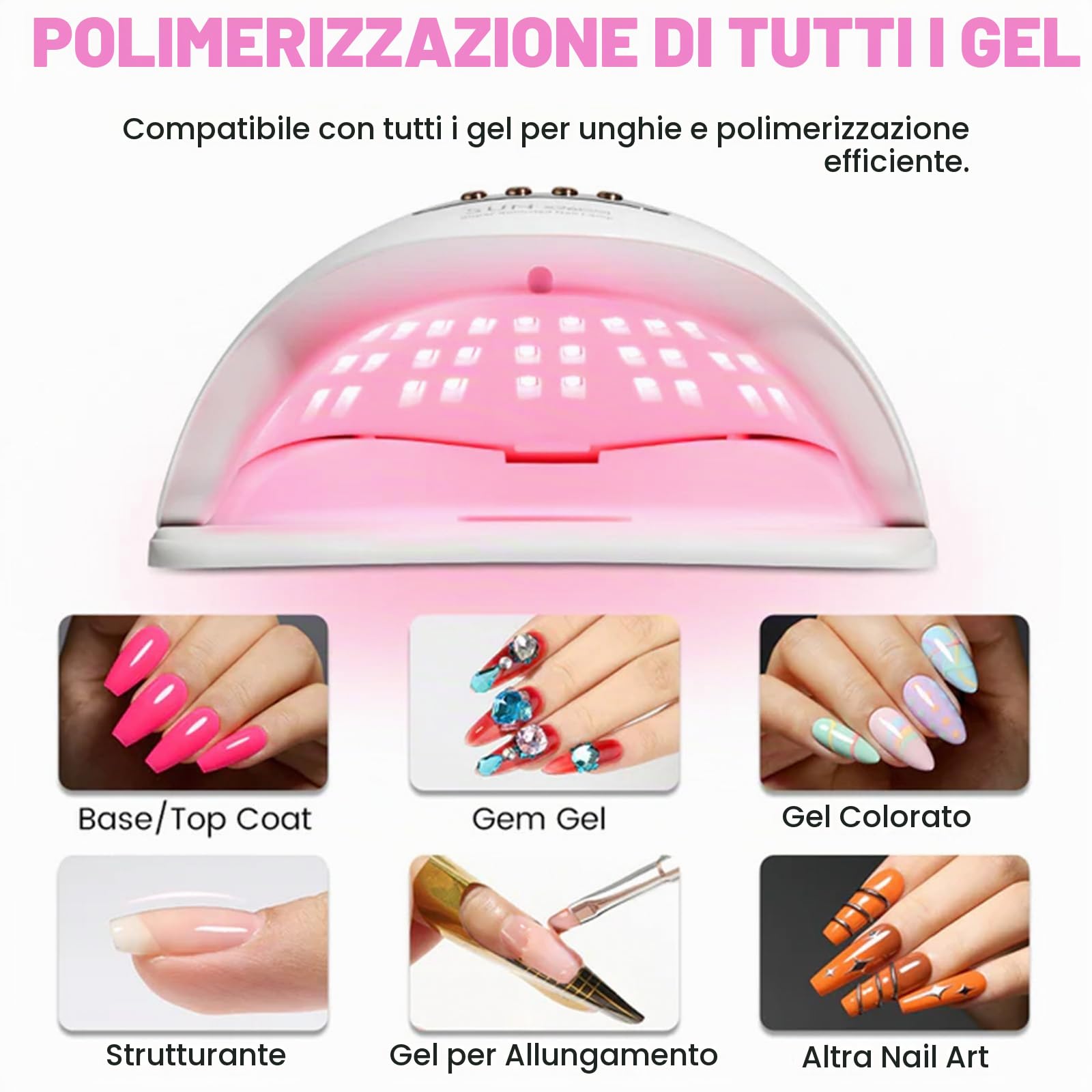 Lampade UV Per Unghie,380W Asciugatura Rapida per Unghie con 81 perline LED,Portatile Lampada per Unghie Con 4 Modalità Timer,Display LCD,Lampada Asciuga Smalto Semipermanente Con Sensore Automatico