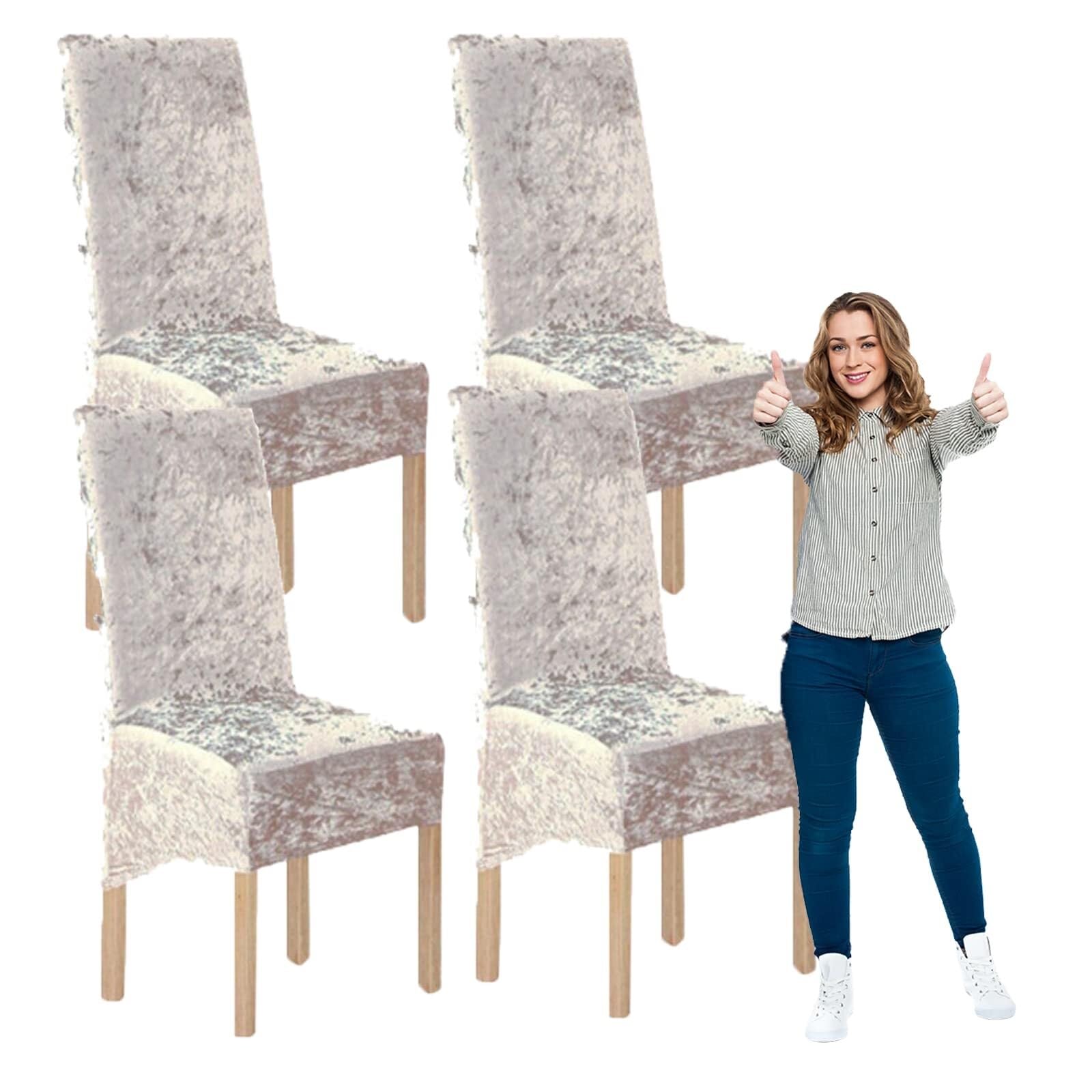 NMVAWIPT Crushed Velvet XL Dining Chair Covers, Elastic Stretch Protective Slipcovers, Ideal For Hotel, Wedding Banquet, Party(#68,4pcs)