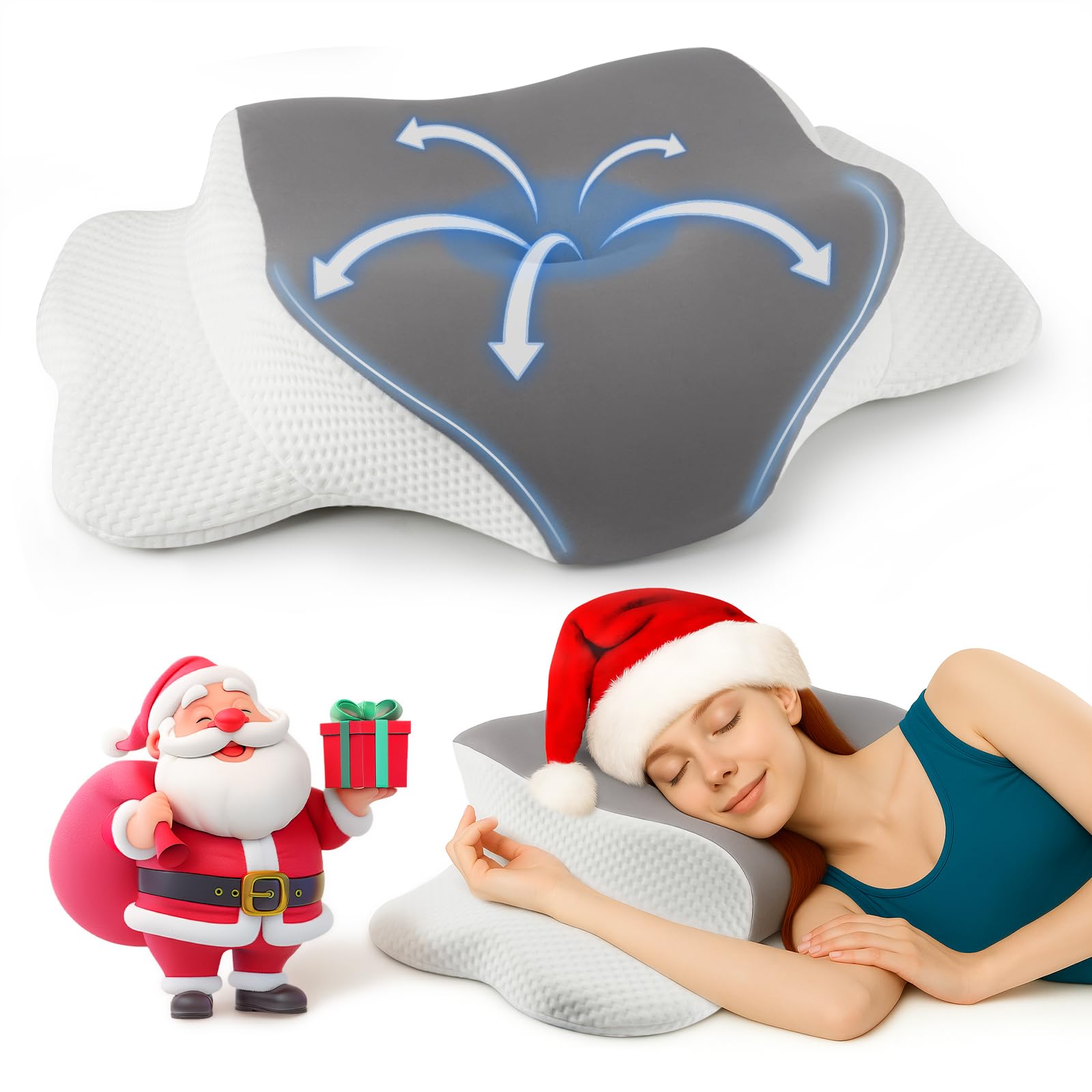 Memory foam pillows, cervical pillow to relieve neck and shoulder pain, ergonomic bed contour pillow, soft for side sleeping, stomach sleeping and sleeping
