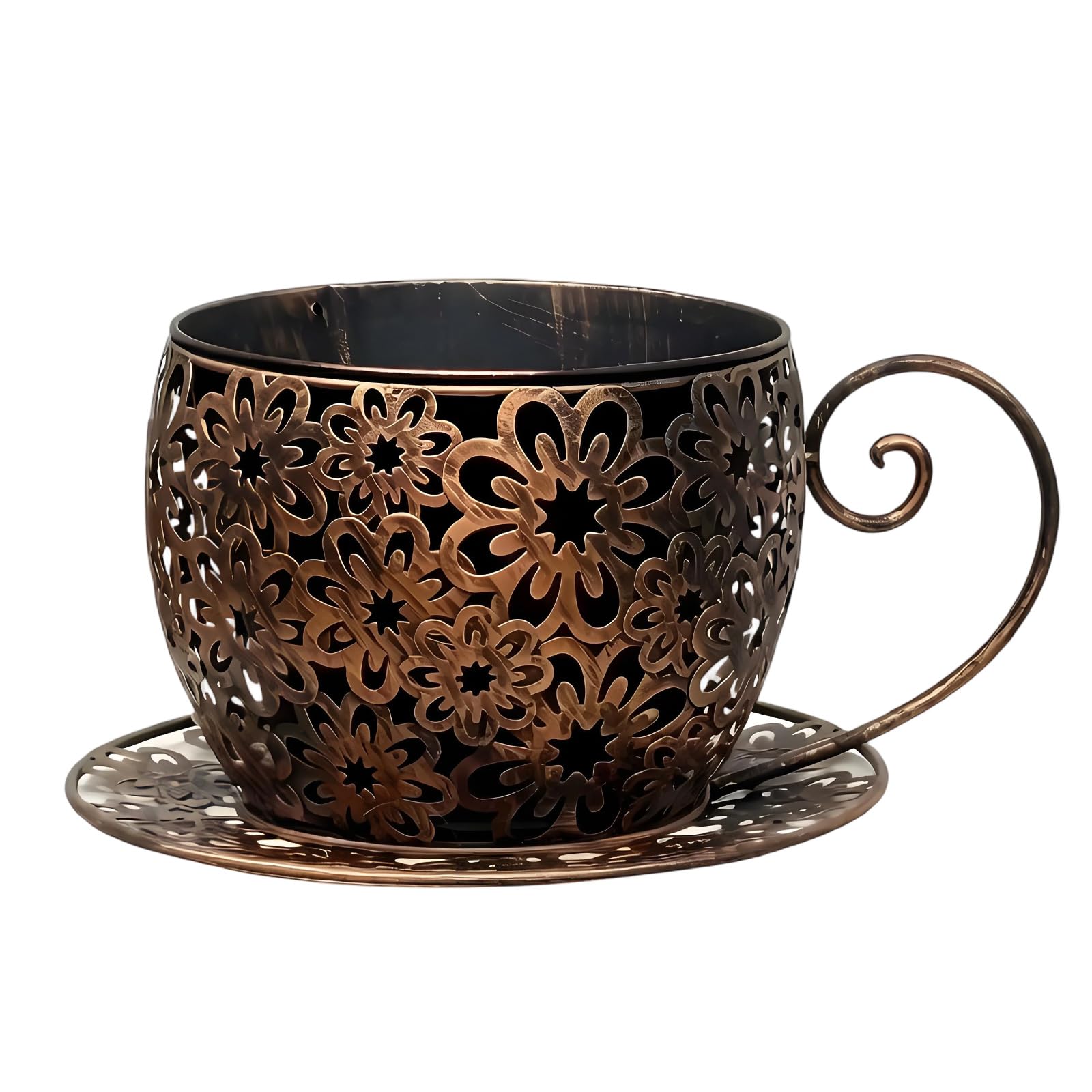 Msioytog Bronze Rustproof Iron Plant Pots Teacup Flower Basin Design For Windowsill Kitchen Work Yard Decoration Old Iron Flower Container