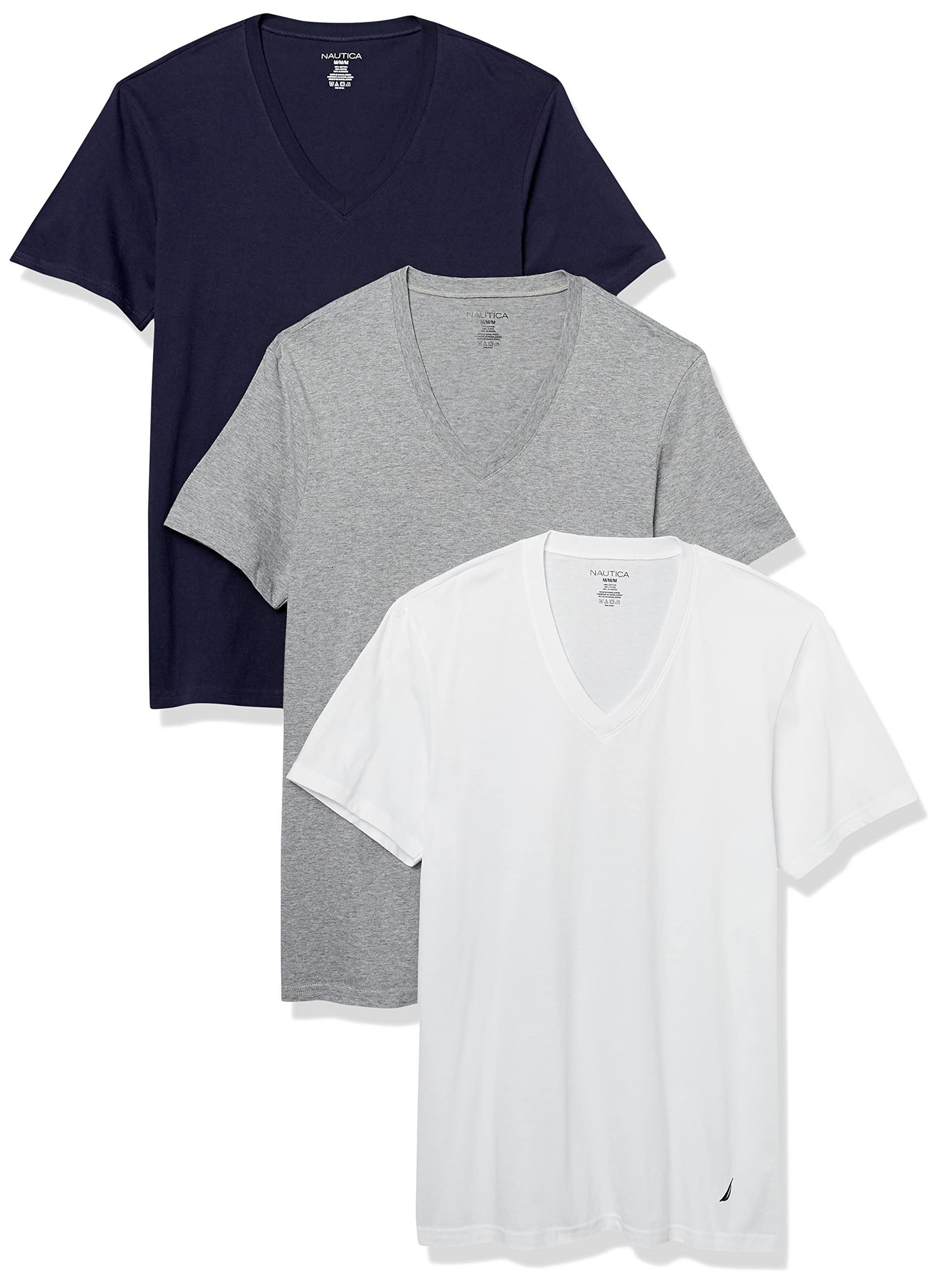 Nauticamens Cotton V-neck T-shirt-multi Packs Base Layer (pack of 3)