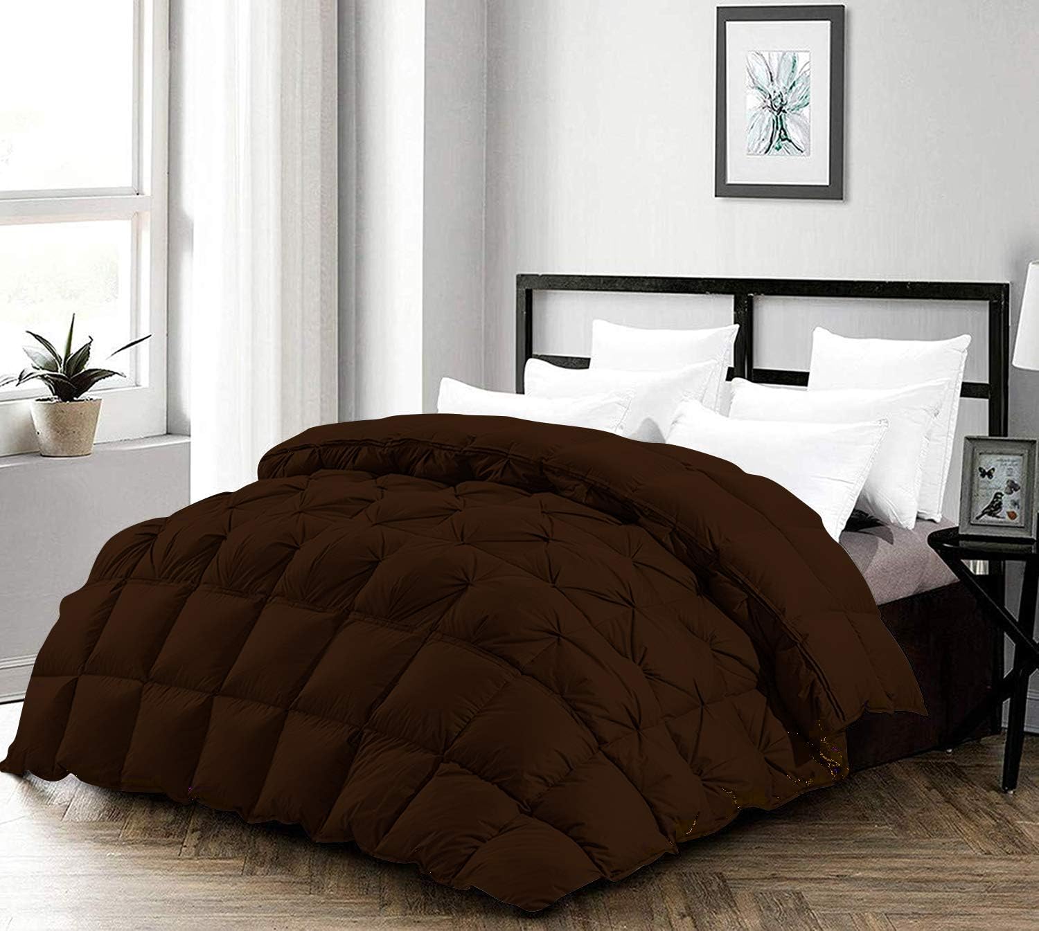 3 Half Piece Pinch Pleated Comforter Set Premium 800 Thread Count 100% Egyptian Cotton Super Soft (King/California King Size Burgundy Color)