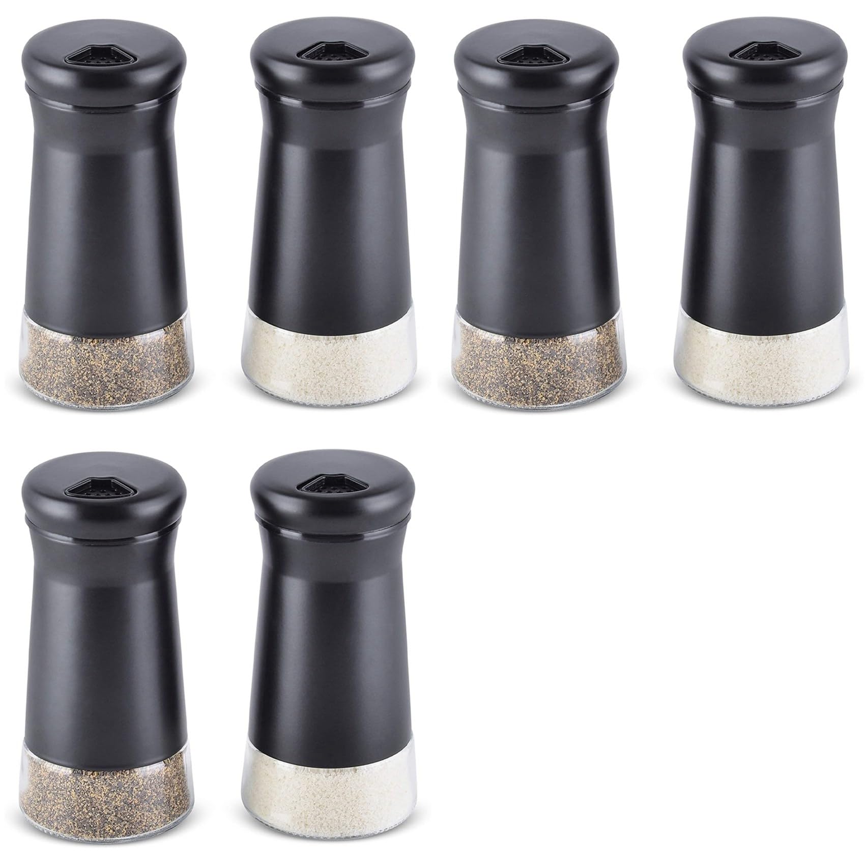 Aundhegrtt Pepper Shakers with Adjustable Pour Holes Elegant Stainless Steel Salt and Pepper Dispenser Perfect for Sea Salts 6Pcs