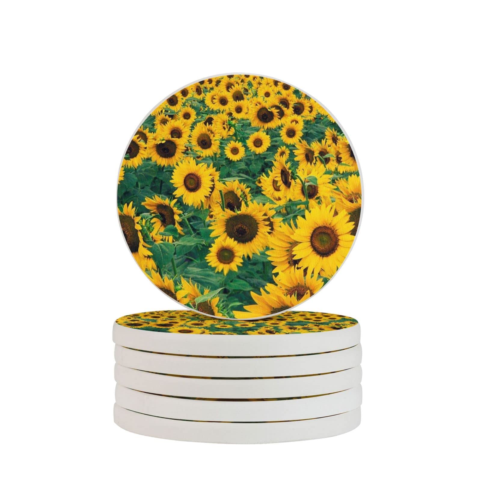 Sunflower Six Piece Drink Coaster for Tabletop Protection Place Mats for Home Decor
