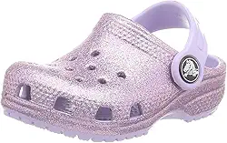 Sandália crocs classic clog glitter infantil oyster