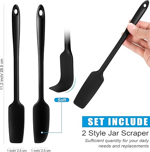 Miniatura 9 de 2 piezas de espátula de silicona de mango largo antiadherente, espátula raspadora de silicona para tarros, batidos, licuadoras, cocinar, hornear,