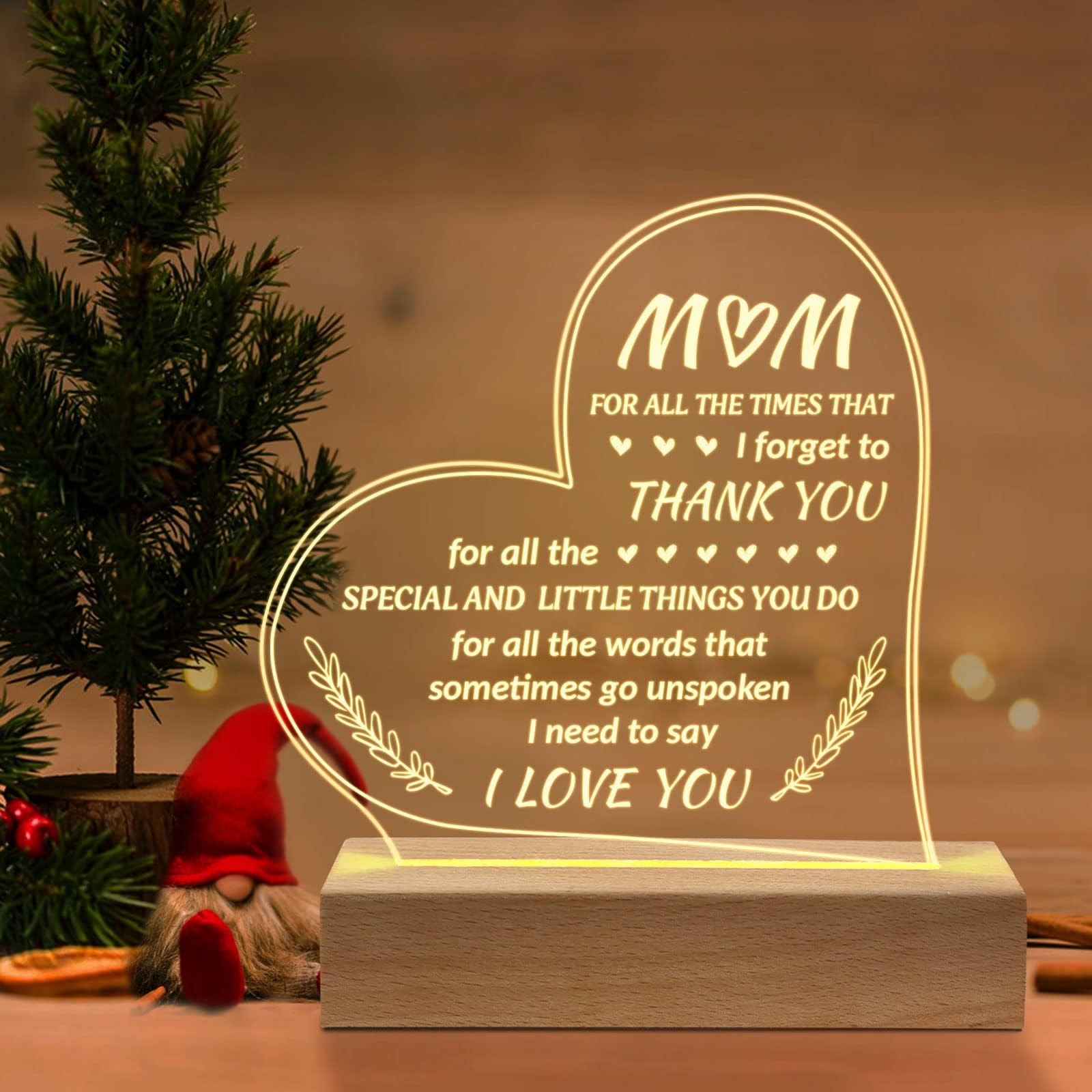 Niyewsor Mothers Day Gifts for Mum, Mum Gifts from Daughter Son, Mothers Day Presents, Mum Birthday Gifts, Acrylic Night Light Presents for Mum, Thanksgiving Christmas Gifts for Mum Mummy