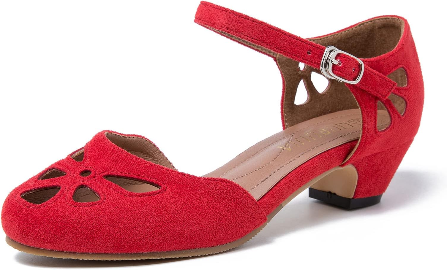 LIURUIJIAWomen's Buckle Strap Low Block Heel D'Orsay Pumps Dress Shoes for Church Business Evening