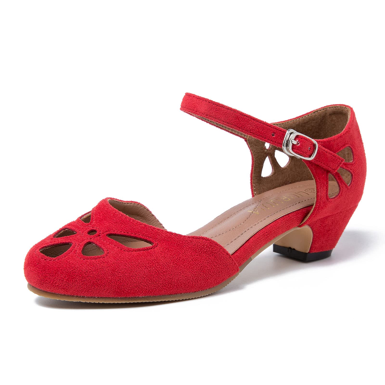 LIURUIJIAWomen's Buckle Strap Low Block Heel D'Orsay Pumps Dress Shoes for Church Business Evening