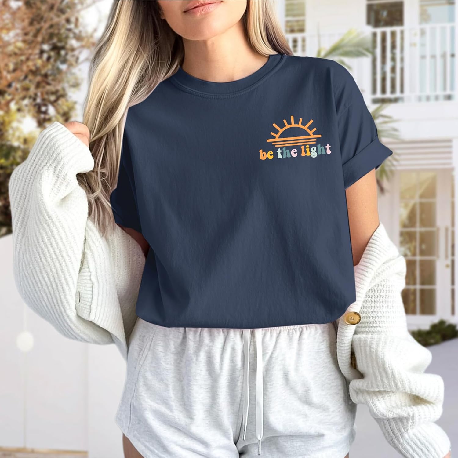 Christian Shirts Women Jesus Faith Tshirt Bible Verse Be The Light Shirt Inspirational Religious Graphic Tees Top - Image 4