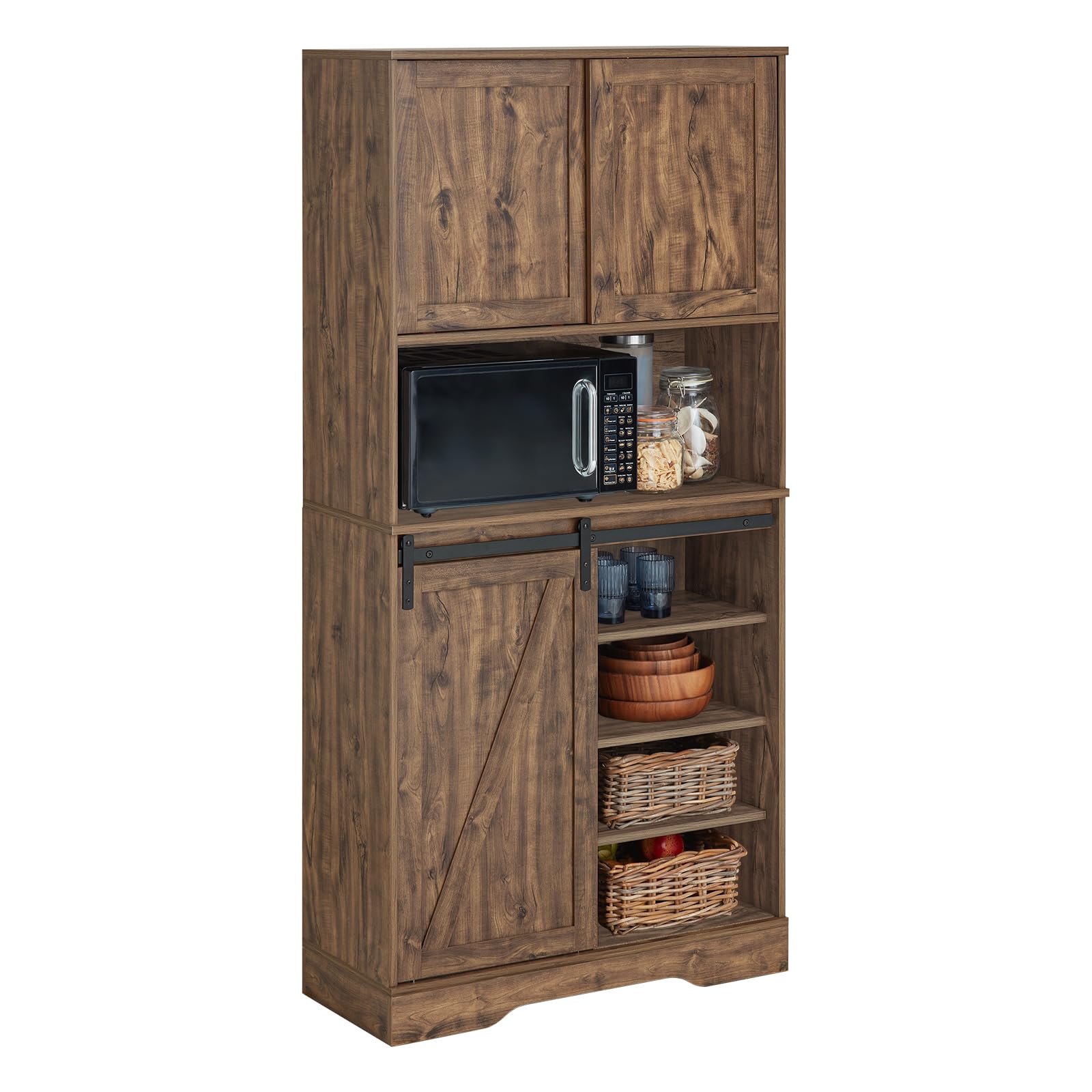 SoBuy FSB83-N Buffetschrank Sideboard mit Schiebetür Kommode Küchenschrank Flurschrank Hochschrank Mikrowellenschrank Aufbewahrungsschrank BHT ca. 80x170x34cm