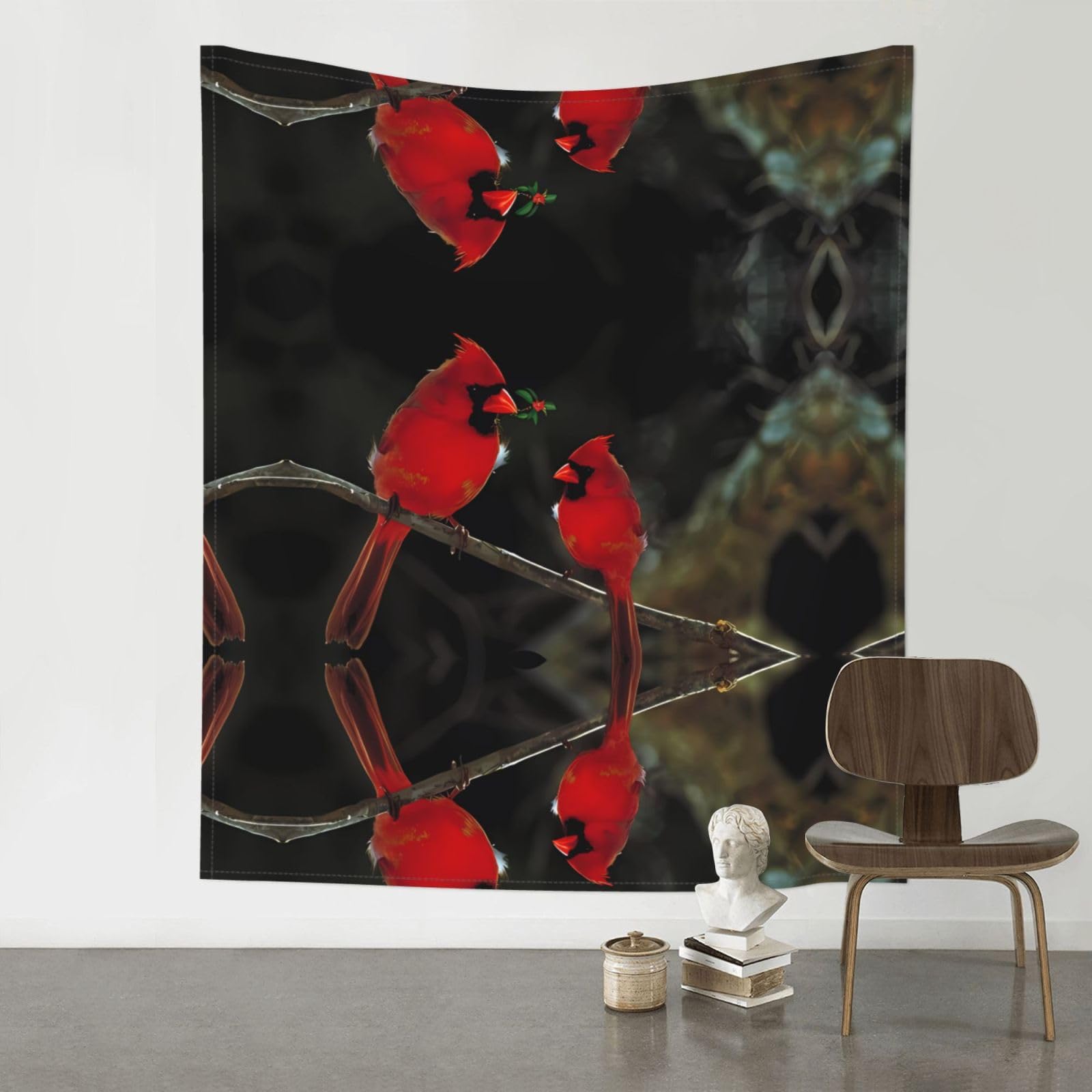 YYHWHJDE Red Birds Fauna Wild Prints 60x51in Wall Tapestry – High-Grade Polyester Throw for Dorm, Beach & Home Decor