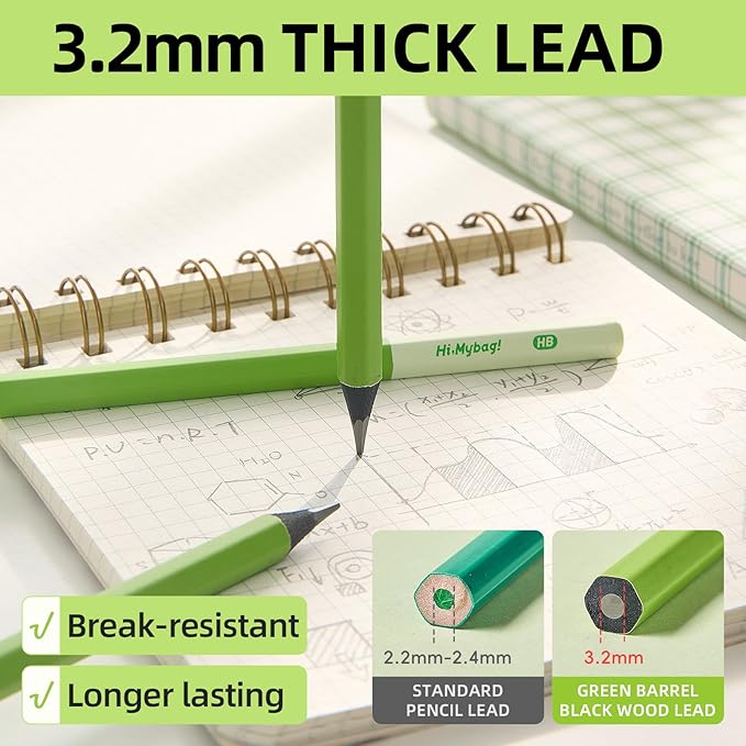 Lápices HB N.º 2, Pack de 40, Con Goma, Mina 3.2 mm, Madera Negra miniatura 4