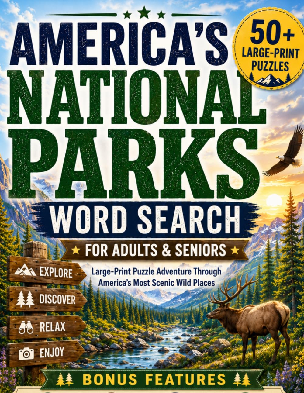 America’s National Parks Word Search for Adults & Seniors: Large-Print Puzzle Adventure Through America's Most Scenic Wild Places