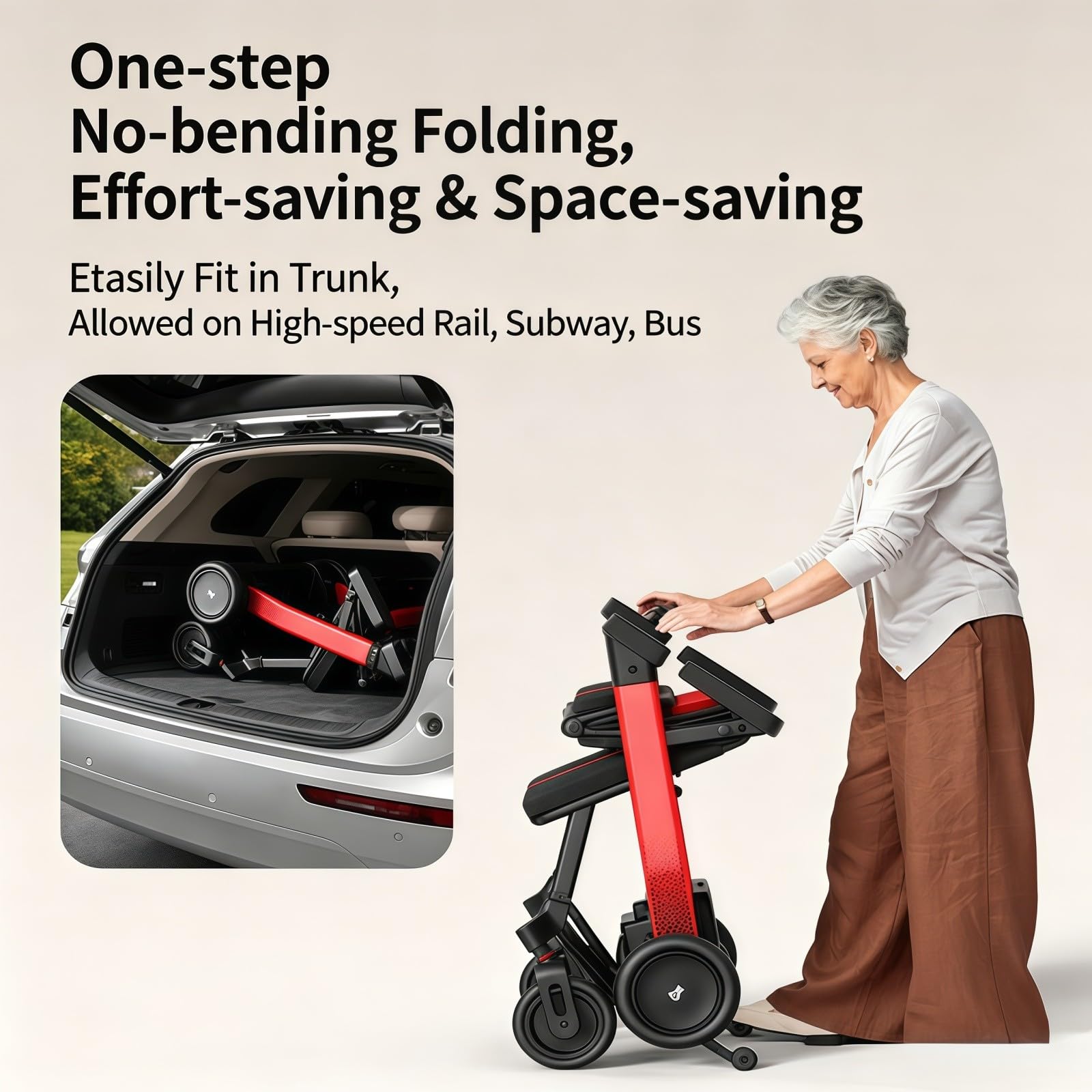 Silla De Ruedas Eléctrica,Scooter De Movilidad Inteligente con Asistencia Eléctrica Totalmente Automático para Personas Mayores,Silla De Ruedas Eléctrica para Viajes Y Uso Diario.