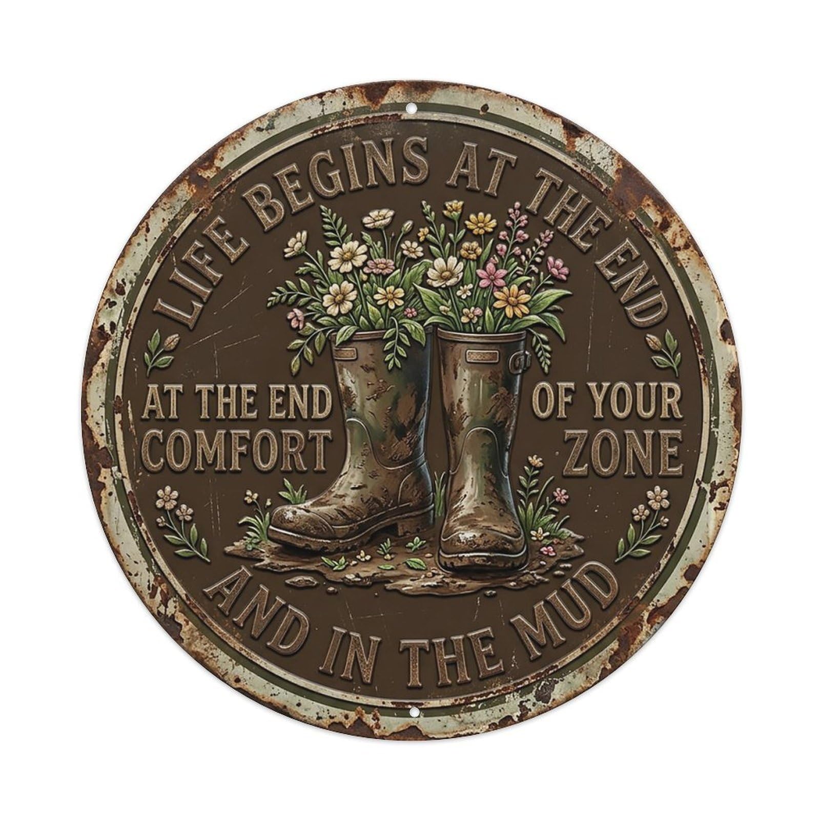 Garden Boot Mud Entryway Metal Tin Sign