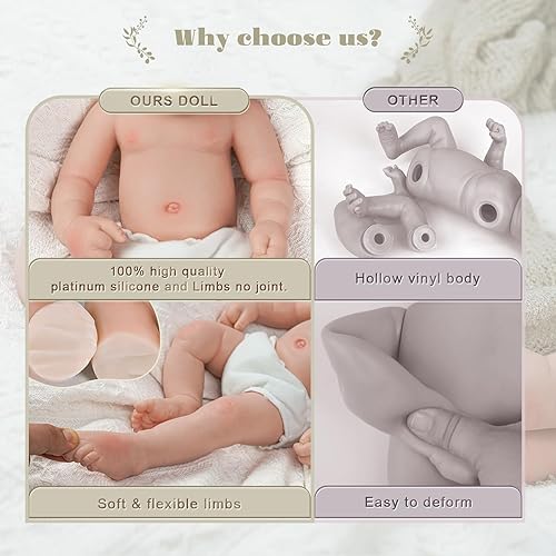 Miniatura 4 de BABESIDE Ileny - Muñecas de bebé realistas de silicona de cuerpo completo, niña de 16 pulgadas, extremidades flexibles de cuerpo suave, muñeca de