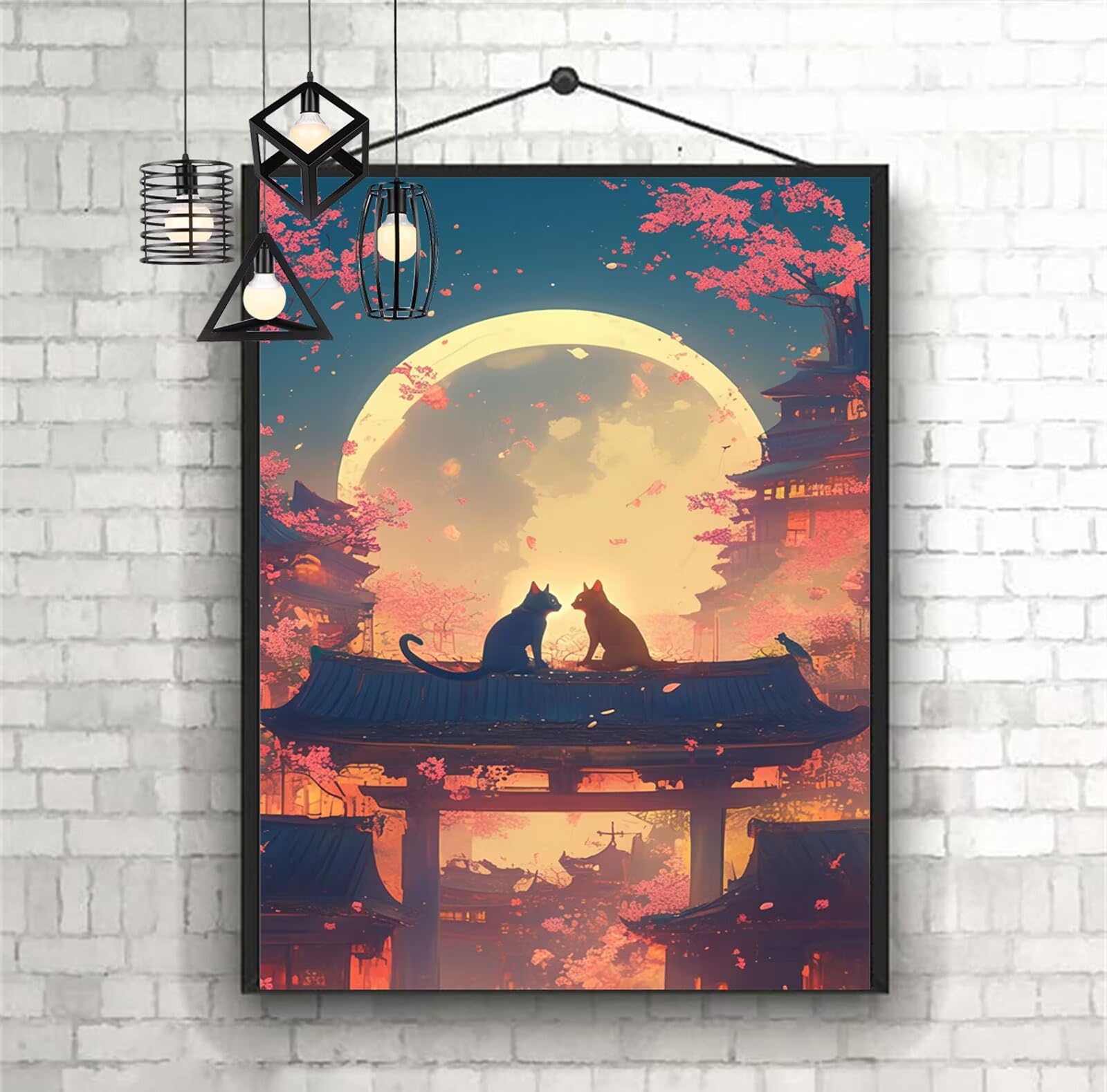 Diamentowe malowanie Kot Diament Malarstwo Dzieci 60 x 90 cm 2025 Diamentowe Malarstwo Księżyc, DIY 5D Diamentowe Rysunki Ścieg Krzyżowy Rzemiosło Dorosły, Obraz Diamentowy Wystrój Domu Prezenty