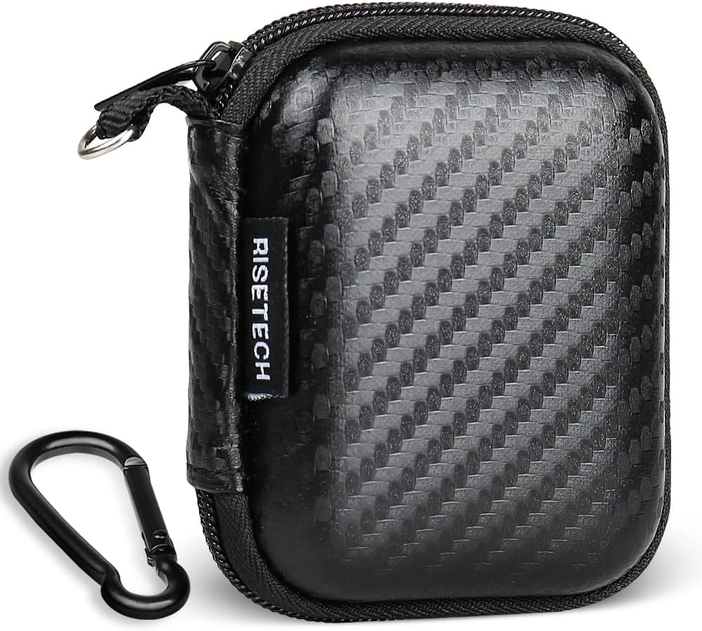 Earbud Case Holder Earphone Case Hard EVA Headphone Storage Bag Small Zipper Pouch Compatible with Wired Earbuds, JBL Vibe Beam, Tune 230NC TWS, TAGRY X08, Btootos A90 Pro, in Ear Monitor -with Clip