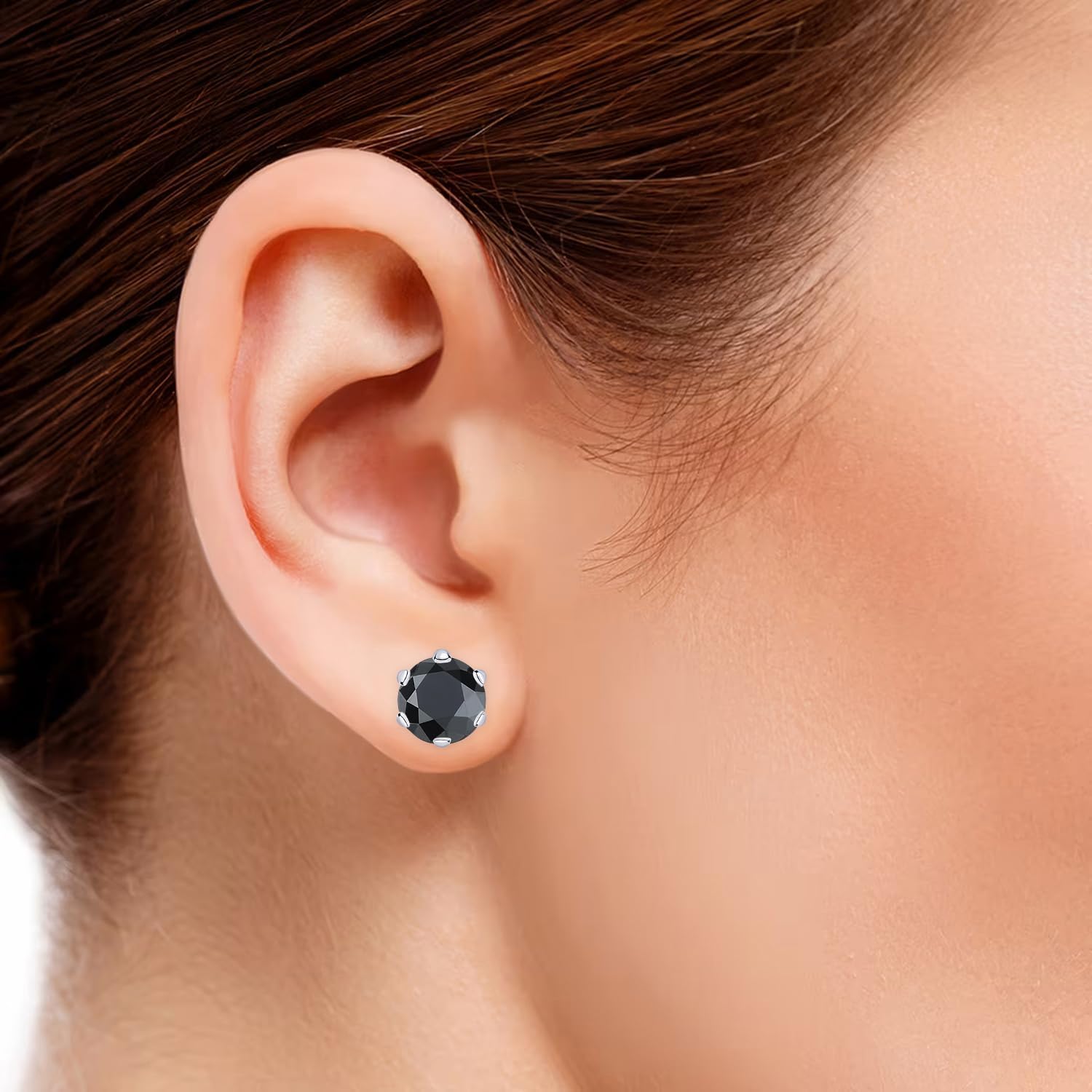 Houston Diamond District 1/2-10 Carat Black Diamond Stud Earrings For Women 6 Prong Screw Back