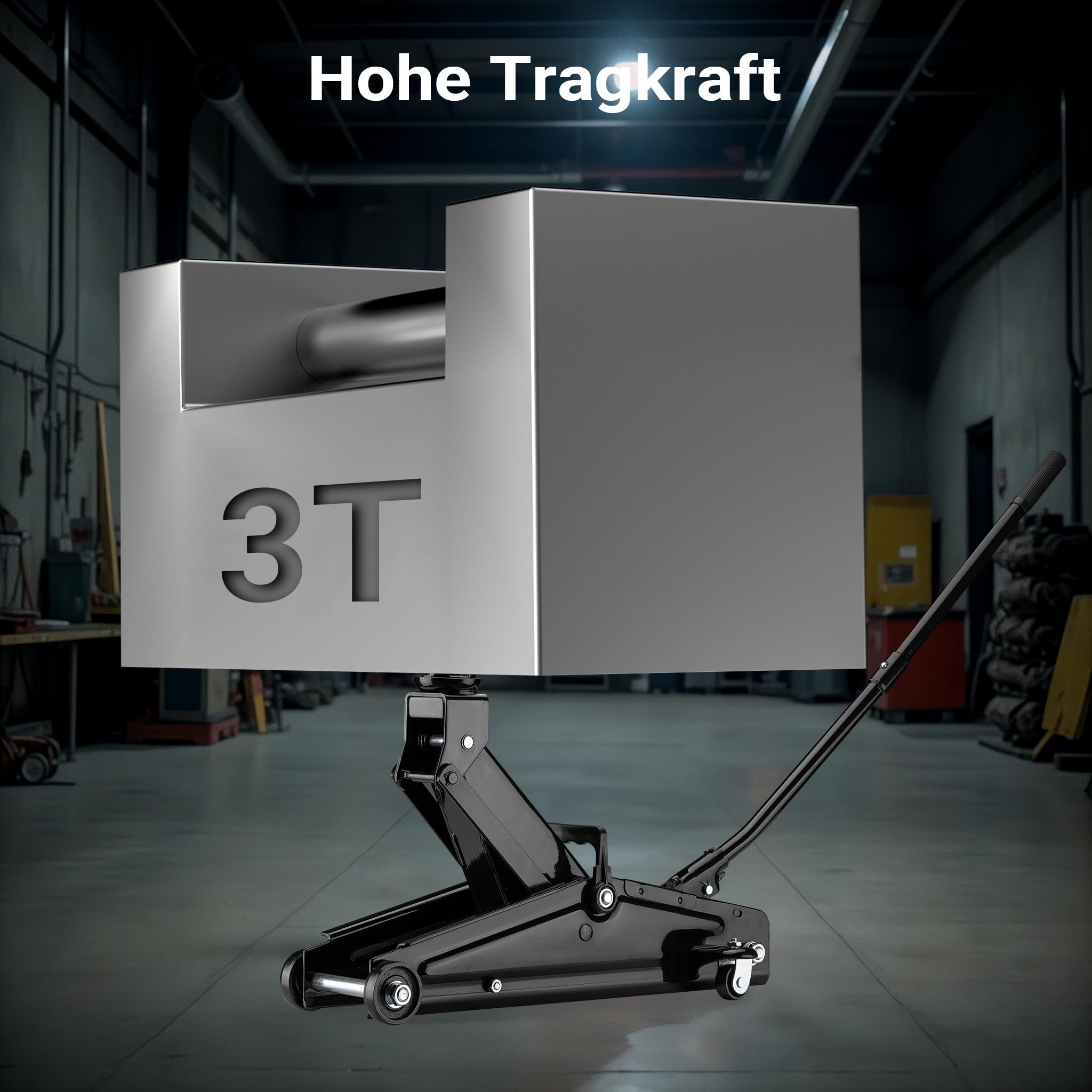 Wiltec Rangierwagenheber hydraulisch 3t, Hydraulik Wagenheber 13,5-40 cm Hubhöhe, Wagen Heber für Autos, SUVs, Wohnwagen, Autoheber kompakt und robust