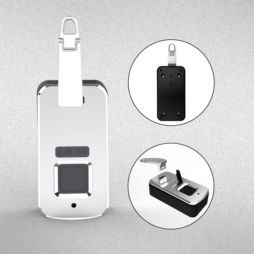 Lucchetto con impronta digitale intelligente, lucchetto portatile sicuro con impronta digitale per zaino valigia (Grigio scuro)