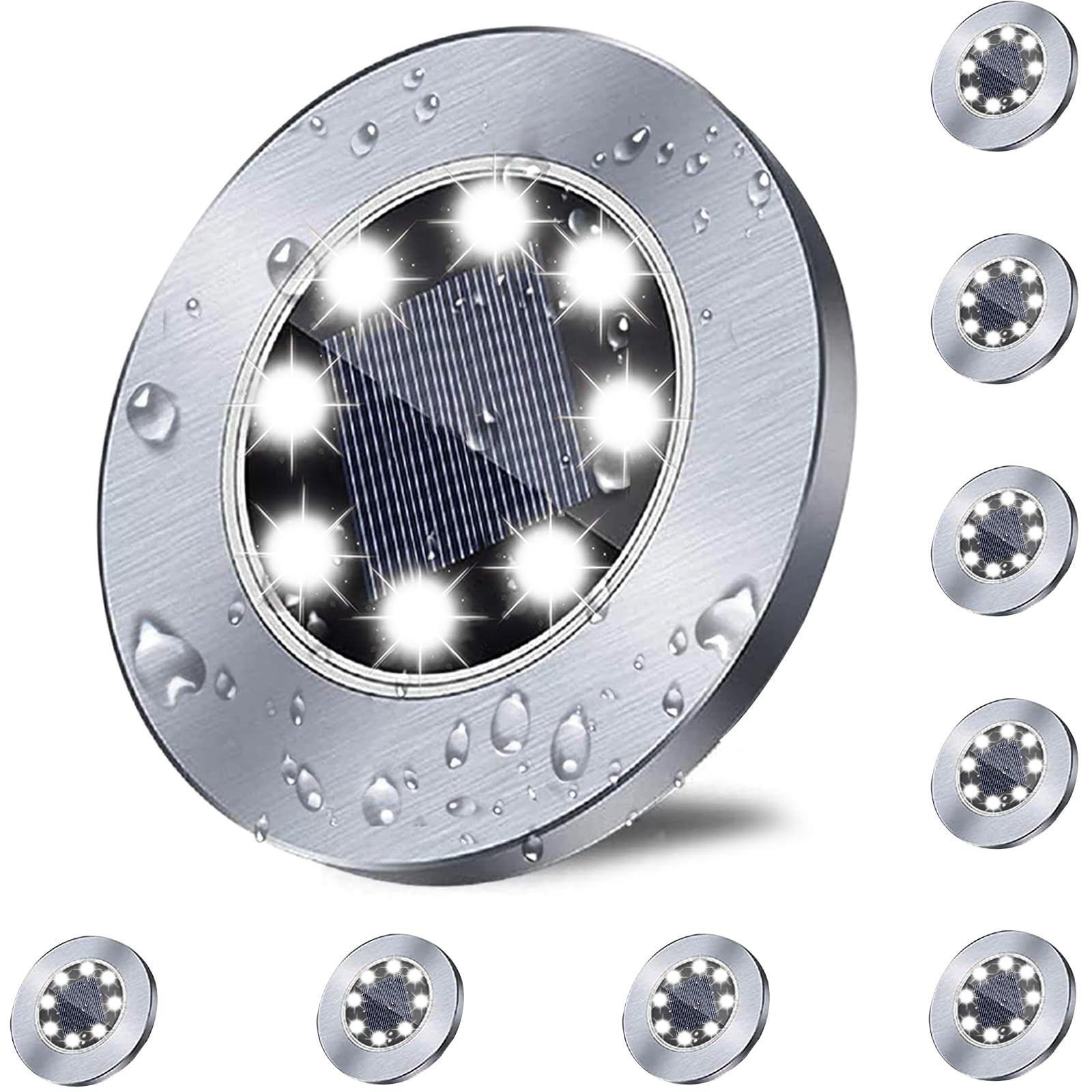 Solar Ground Light, Waterproof Solar Garden Lights, Upgraded Outdoor Garden Waterproof Bright in-Ground Light, Landscape Lights for Pathway,Yard,Deck,Lawn,Patio,Walkway (8 Pack White Lights)