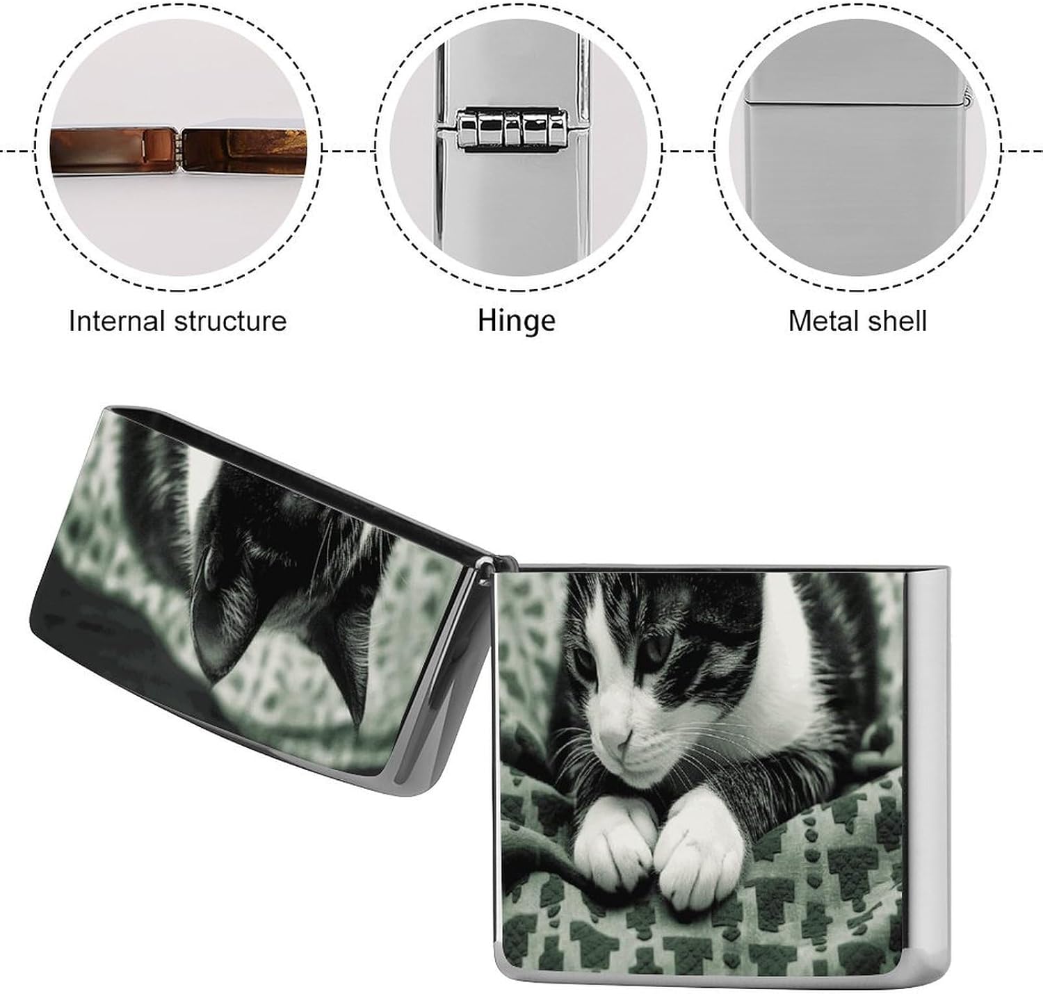 Black and White Cat Lighter Case Cover Lighter Shell